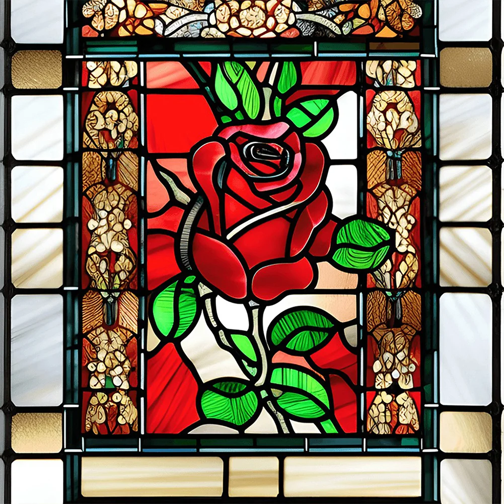 Stained Glass Rose-Full Round Diamond Painting(40*40CM)