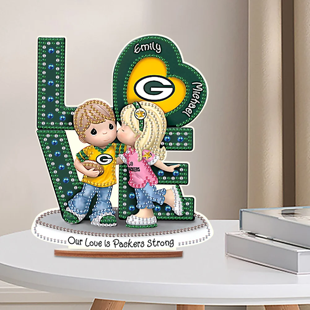 DIY LOVE Green Bay Packers Wooden Special Shape Diamond Painting Desktop Ornaments for Home Decor