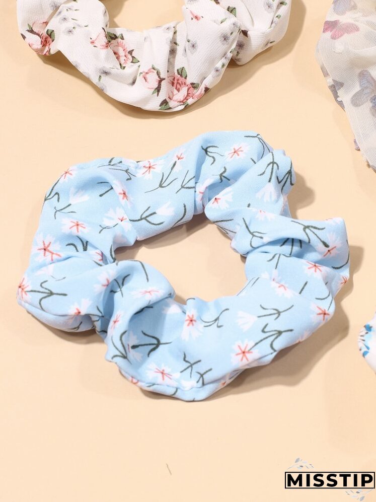 8pcs Floral Print Scrunchie