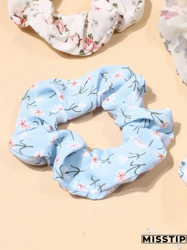 8pcs Floral Print Scrunchie