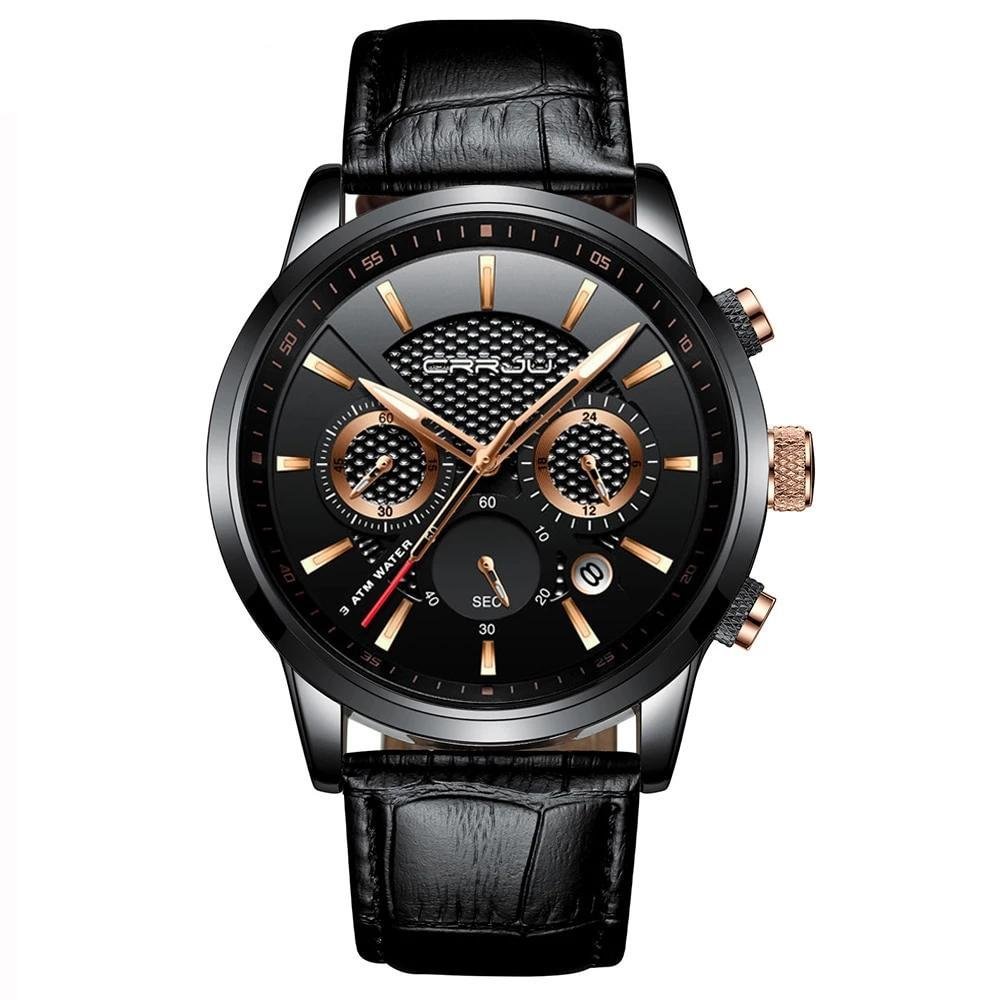 Magent Leather Quartz Wrist Watch