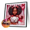 Fille Et Ours Blanc-Perceuse Ronde Peinture Diamant-30*30CM