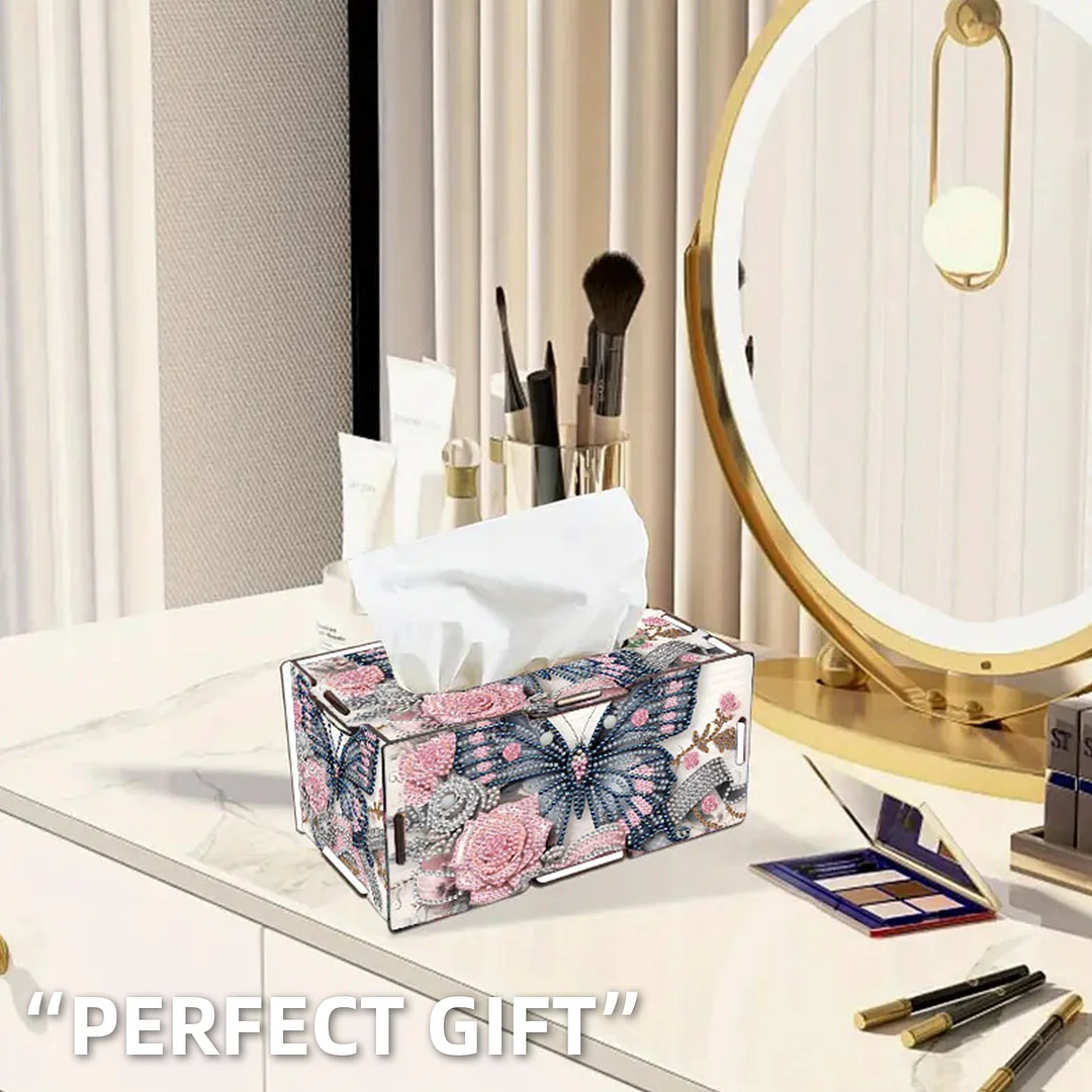 Flower Butterfly DIY Diamond Art Paper Towel Holder for Home and Office Decor