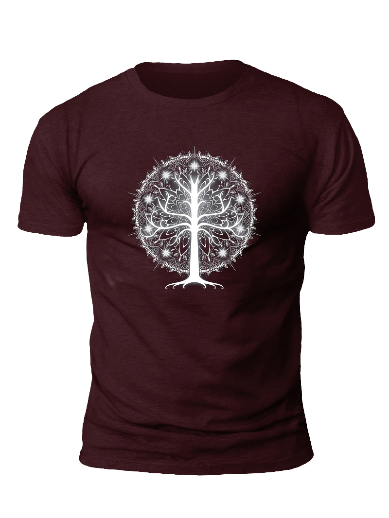Men's Luminous Garland Wishing Tree Print Casual Short Sleeve T-shirt
