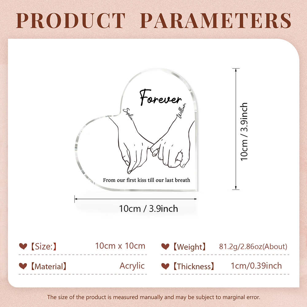 Personalised Acrylic Heart Keepsake Custom 2 Names & 2 Texts Ornament Pinky Swear Acrylic Plaque Couple Gift-Jessemade AU