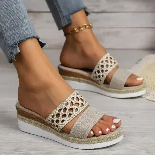 Breakj Breakj Slippers Women 2025 New Large Size 43 Rope Bottom Thick Bottom Fish Mouth Sandals Women