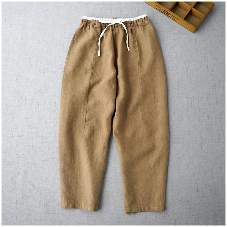 Comfortable loose solid color cropped pants