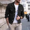 Men's Casual Slim Fit Multi-Pocket Work Denim Jacket