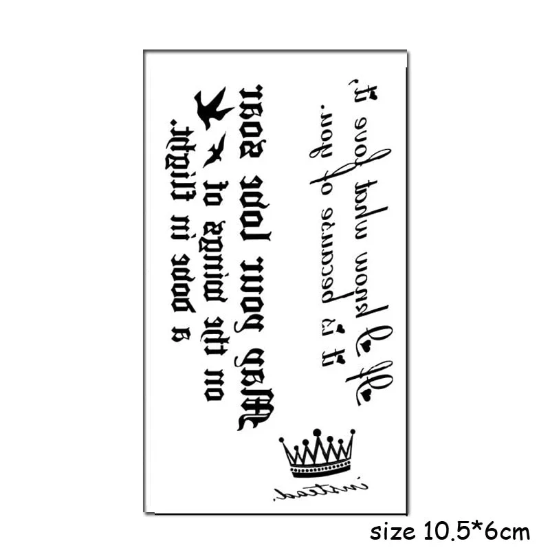 Temporary Tattoo Stickers Sexy Cross English Alphabet Line Fake Tatto Waterproof Tatoo Hand Leg Belly Small Size for Women Men