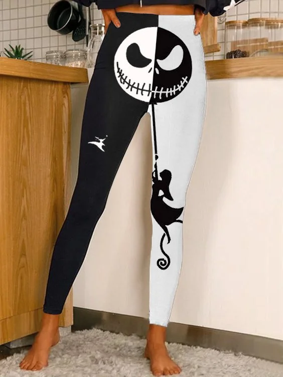 Women's Halloween Jack Skellington Print Leggings