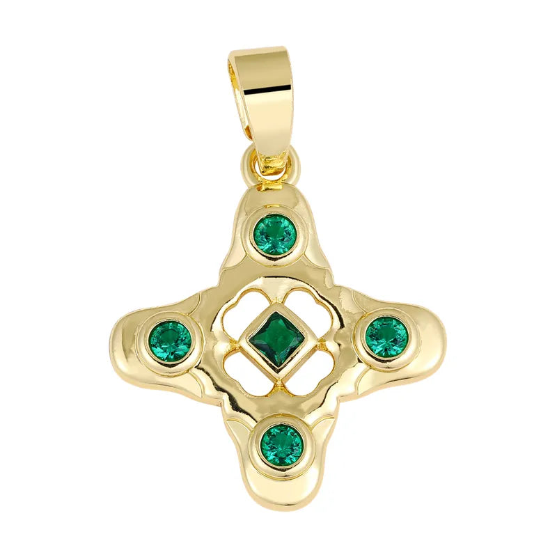 1 Piece 18.5*13.3MM Copper Zircon Geometric Heart Shape Flower Polished Pendant Jewelry Accessories