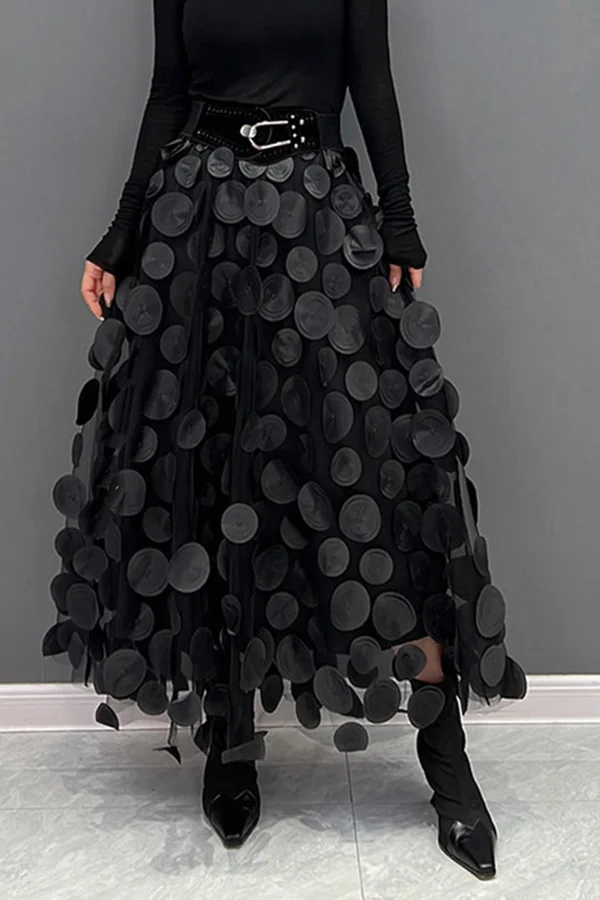 Heavy Craft Three-dimensional Polka Dot Circle Mesh Skirt