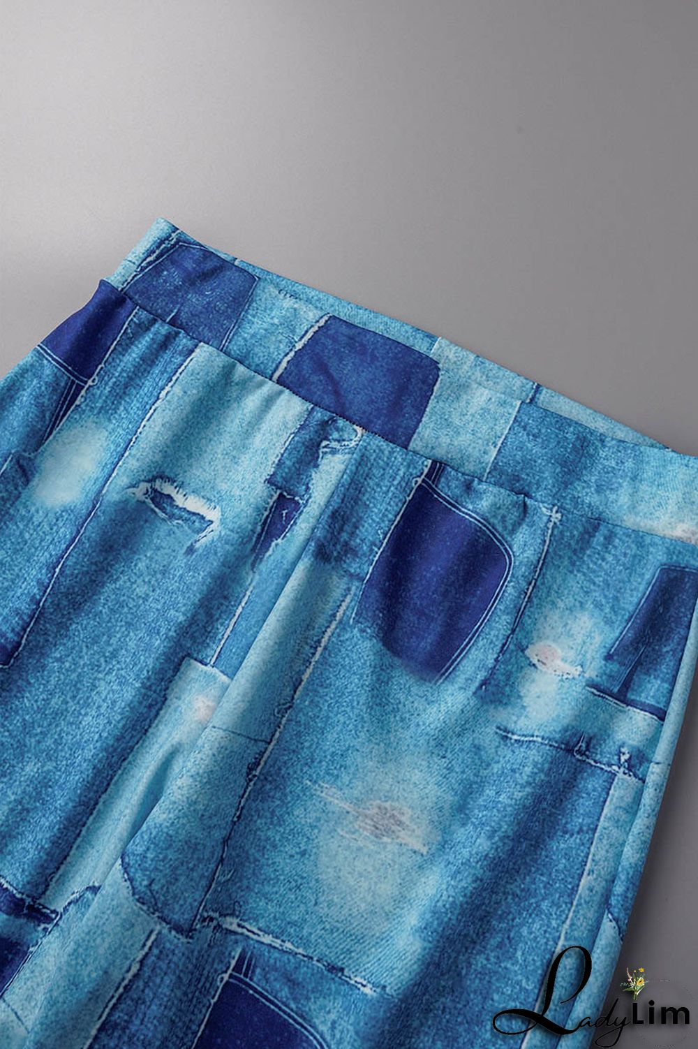 Black Casual Print Slit Oblique Collar Short Sleeve Two Pieces