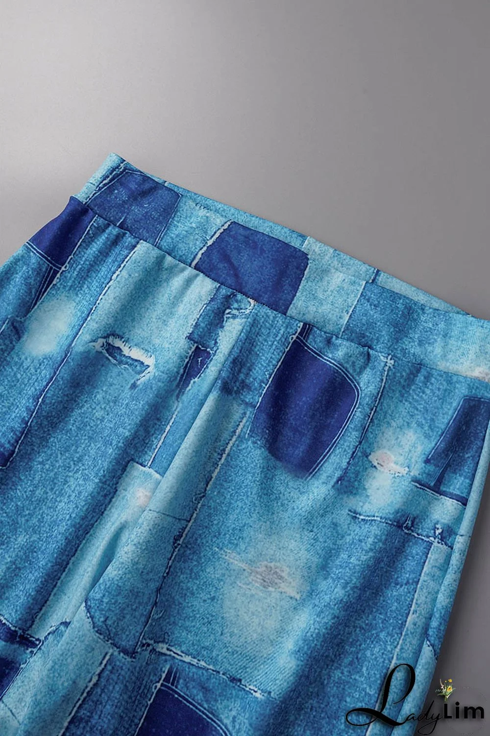 Black Casual Print Slit Oblique Collar Short Sleeve Two Pieces