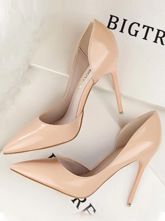 Fashion stiletto high-heeled patent leather shallow pointy sexy high-heeled shoes