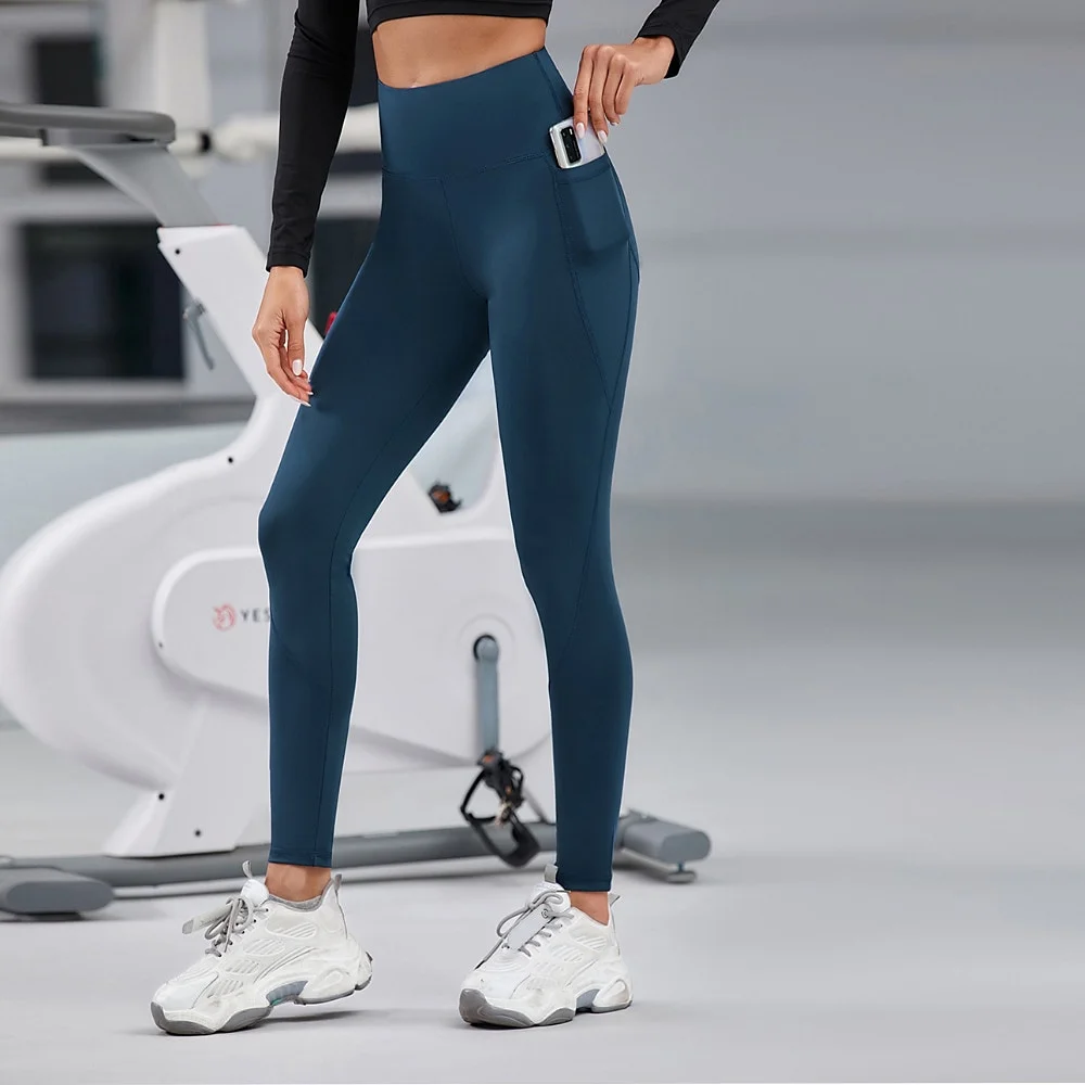 Women's Solid Color Side Pockets Leggings