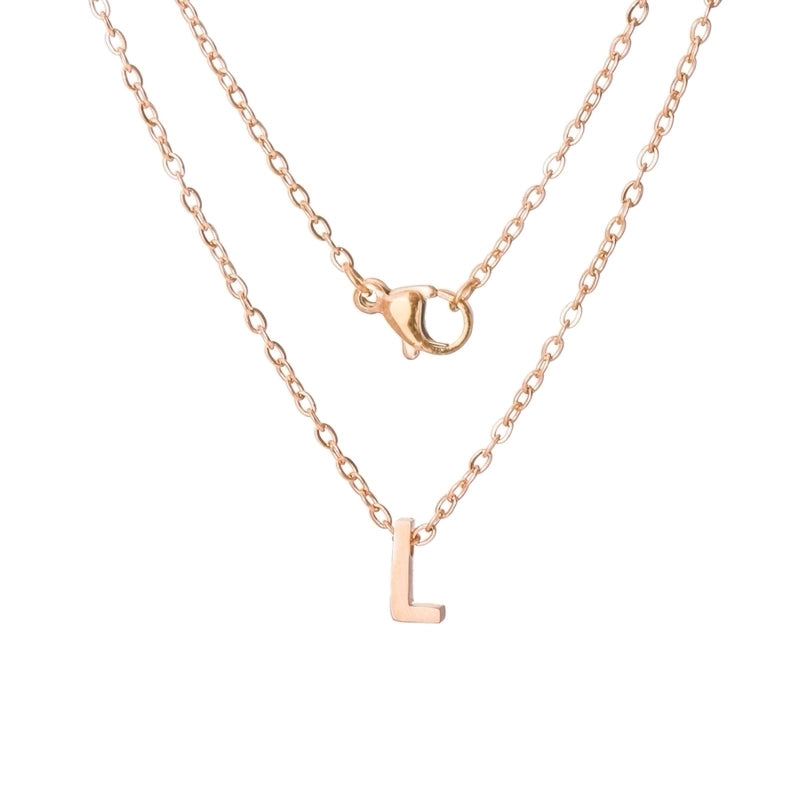 Stainless Steel Rose Gold Plated Minimalist Letter None Pendant Necklace