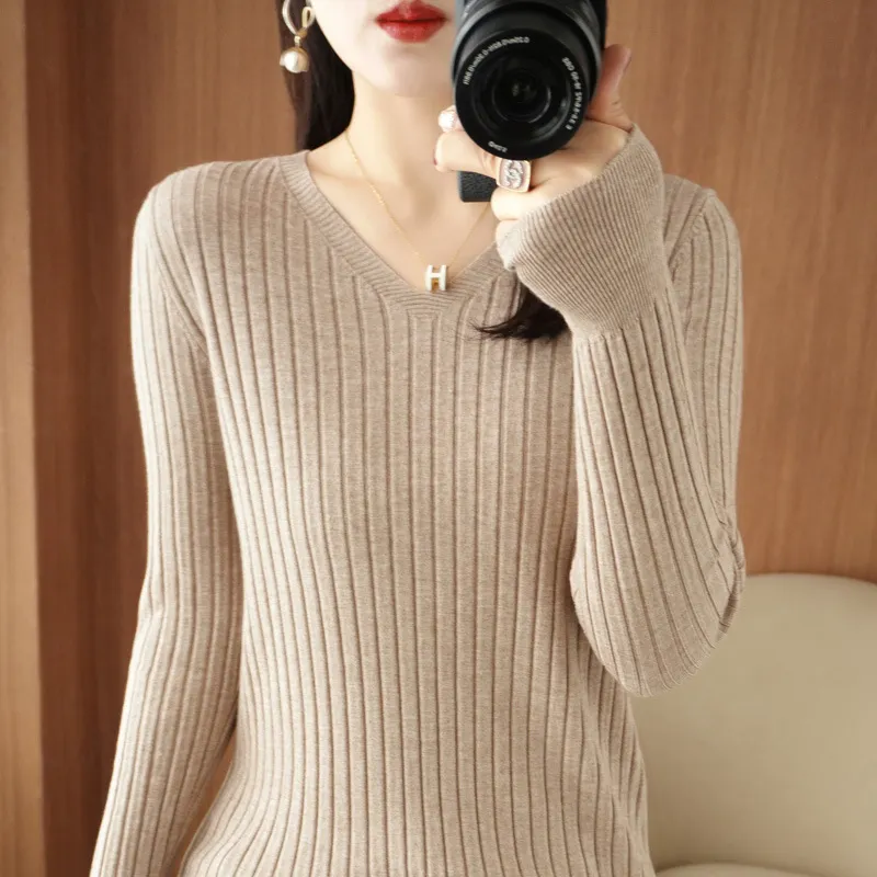 Churchf Churchf Sweater Female 2023 Spring And Autumn Knit Bottom Shirt Fashion Slim Long Sleeve Skin-Friendly Soft Bottom Top