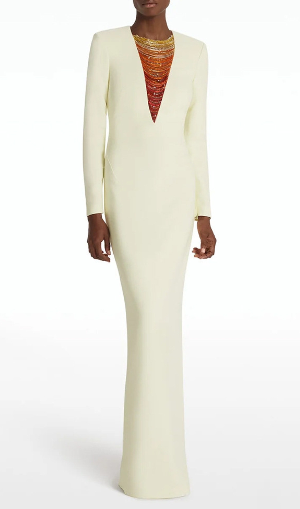 Eusebia Ivory Beaded Long Sleeve Maxi Dress Flowering Girl