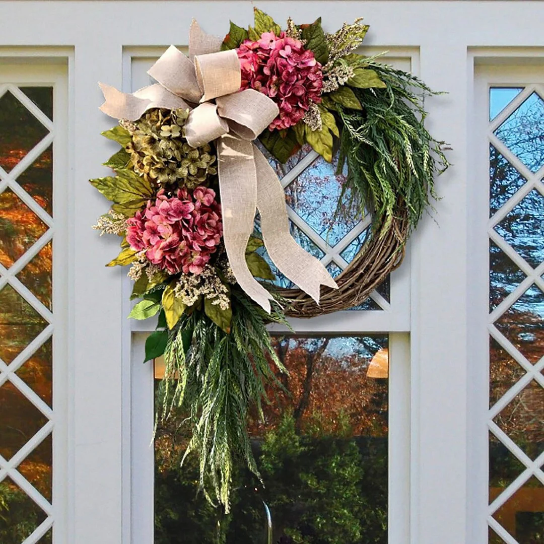 Beautiful home garland decoration wedding venue courtyard pendant doors and Windows pink hydrangea garland