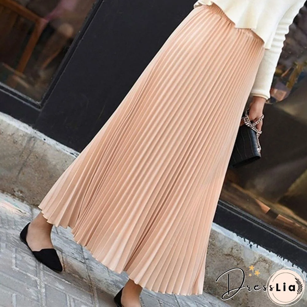 Summer New Fashion Women's Skirt One Size Multicolor Solid Pleated Skirt