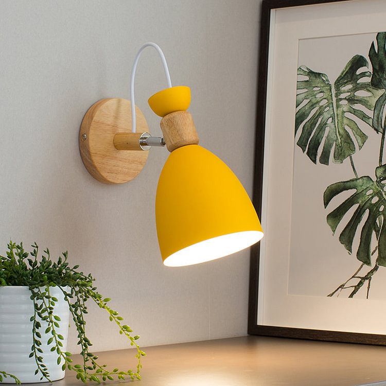 Yellow Trumpet Sconce Light Modernist 1 Head Metal Wall Mount Lighting with Rotating Node