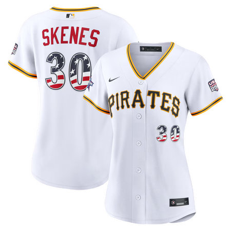 Women's Pittsburgh Pirates #30 Paul Skenes Nike White 2026 All-Star Edition Stars & Stripes Stadium Jersey