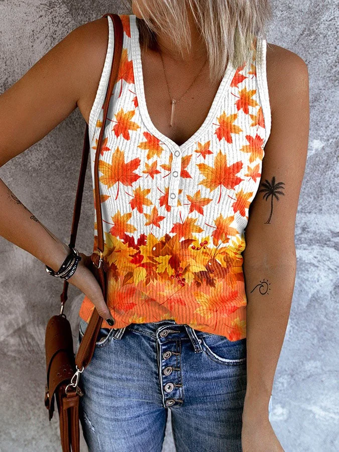 Autumn Maple Leaf Women's Printed Vest