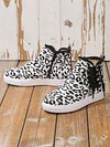 Casual Lace-up Decor Fringe High Top Canvas Shoes with Side Zip