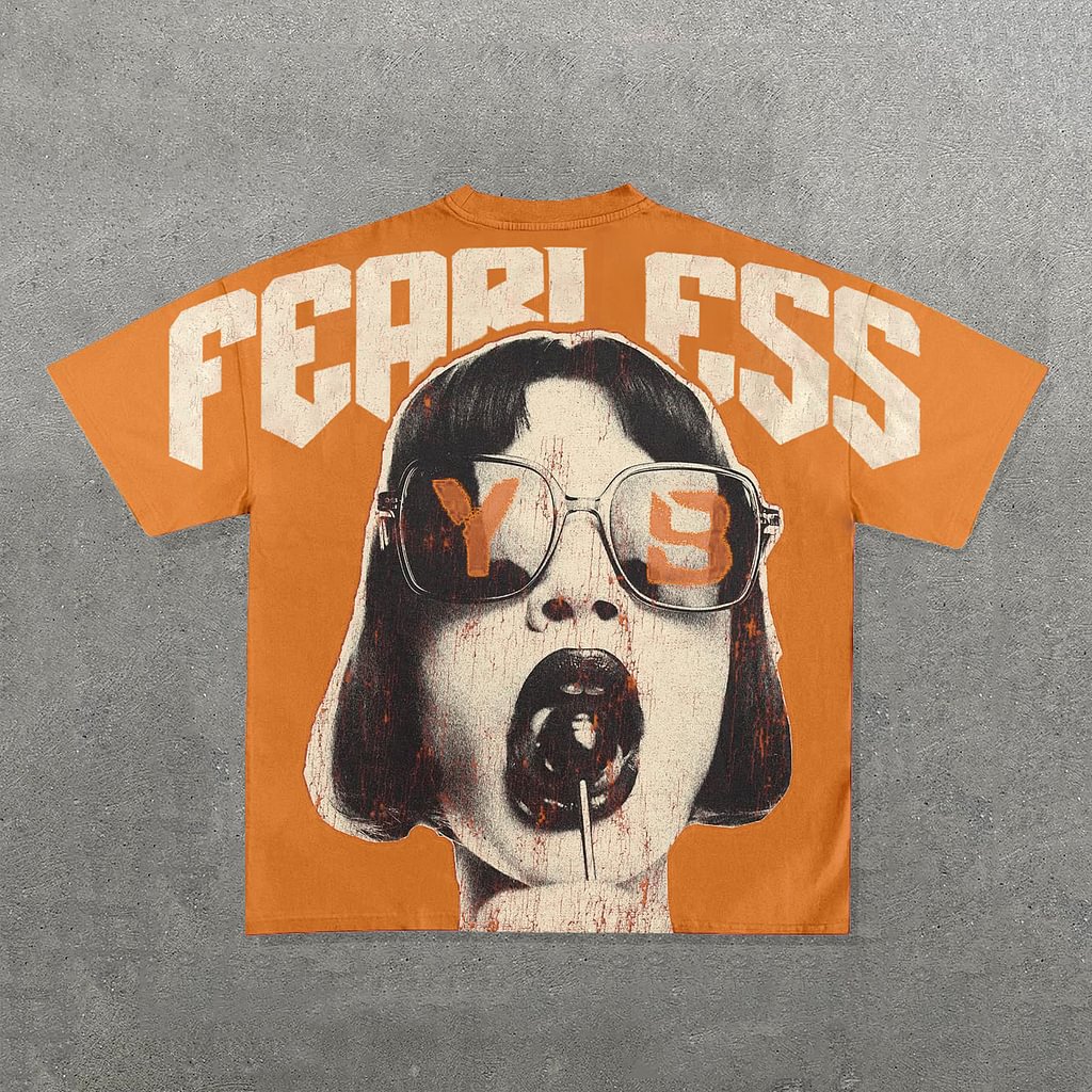 Vintage Fearless Girls Graphic Cotton T-Shirt - SOPULA