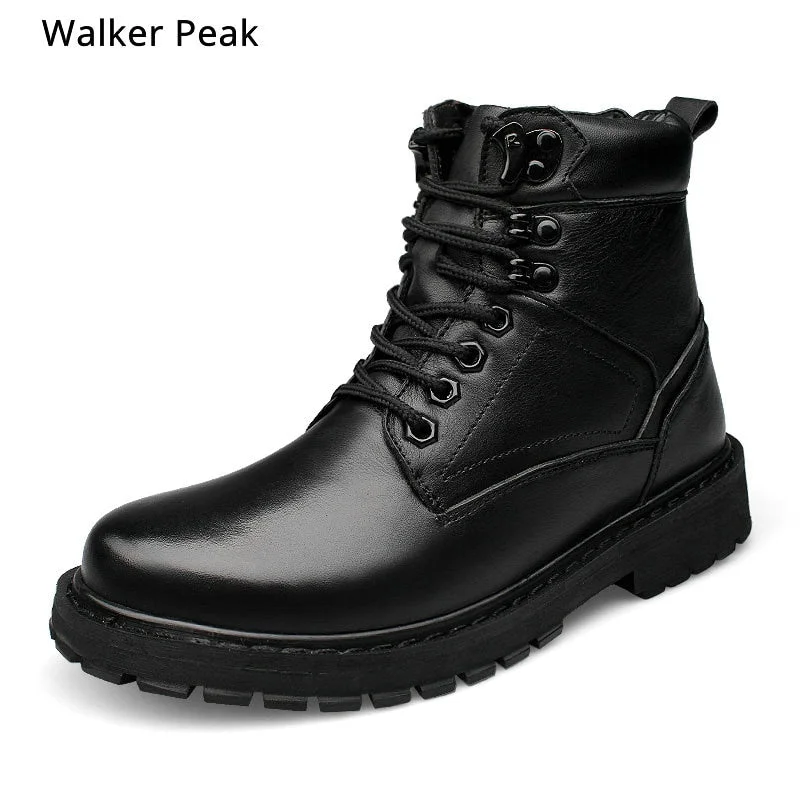 Big Size 50 Brand Super Warm Men's Winter Shoes Genuine Leather Men Waterproof Rubber Snow Boots Leisure Boots Retro Shoes Man