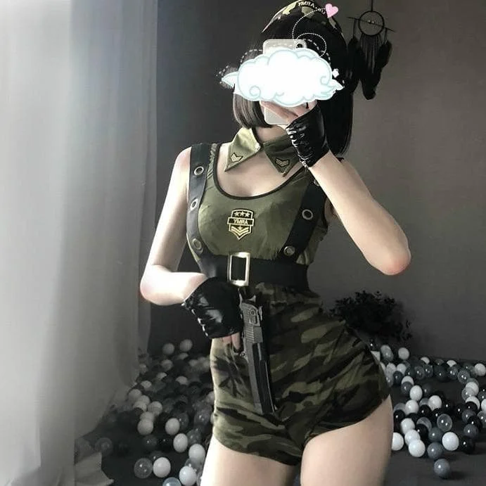 Cool Girl Army Soldier Costume Roleplay Policewoman Lingerie Dress SP094