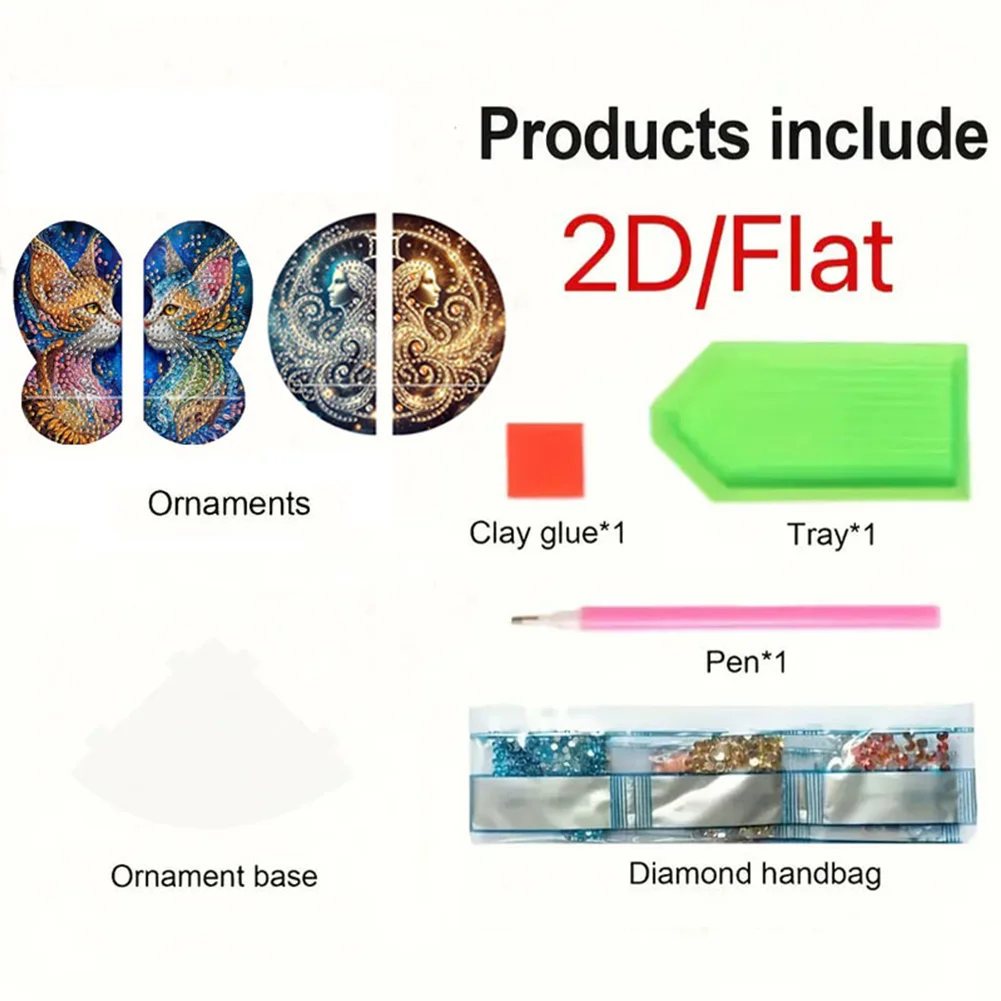 2pcs 2D Flat DIY Diamond Art Pendant DIY Home Decor Hanging Charm (Goddess)