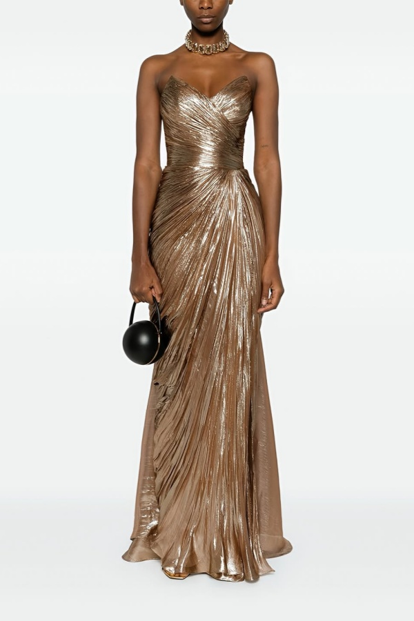 V-Neck Strapless Sleeveless High-Waisted Long Mermaid Prom Dress With Pleated | WQ0388 Wellcucu