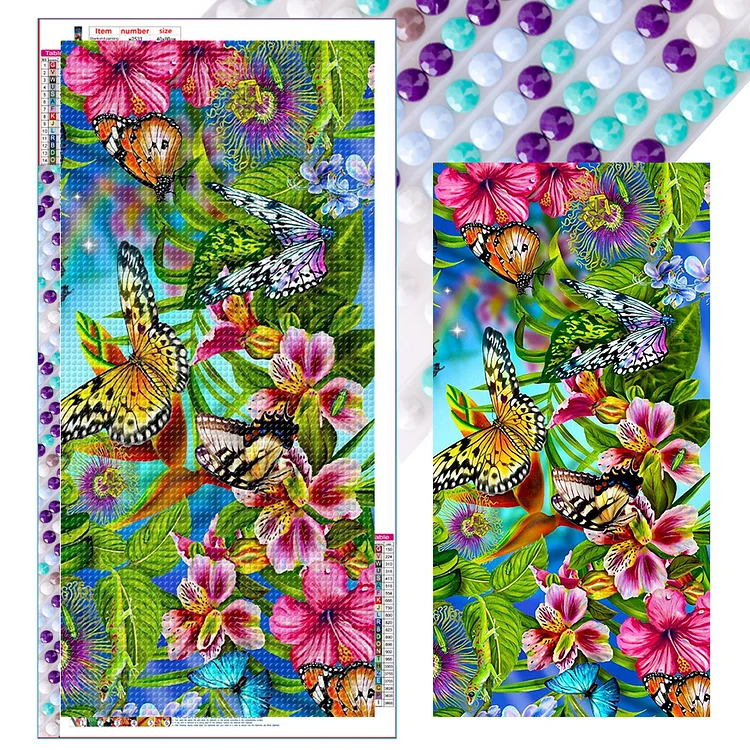 Garden Butterfly 40*80CM (Canvas) Full Round Drill Diamond Painting gbfke