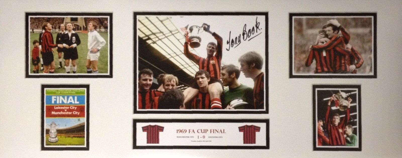 TONY BOOK SIGNED MANCHESTER CITY 30x12 Photo Poster painting 1969 FA CUP FINAL COA PROOF MCFC