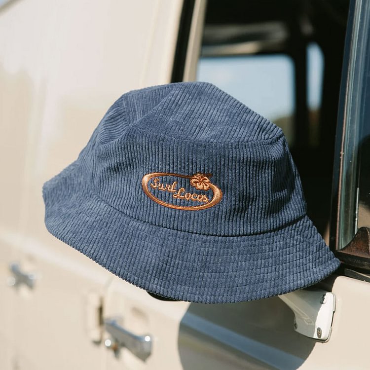 Corduroy vintage embroidered fisherman's hat