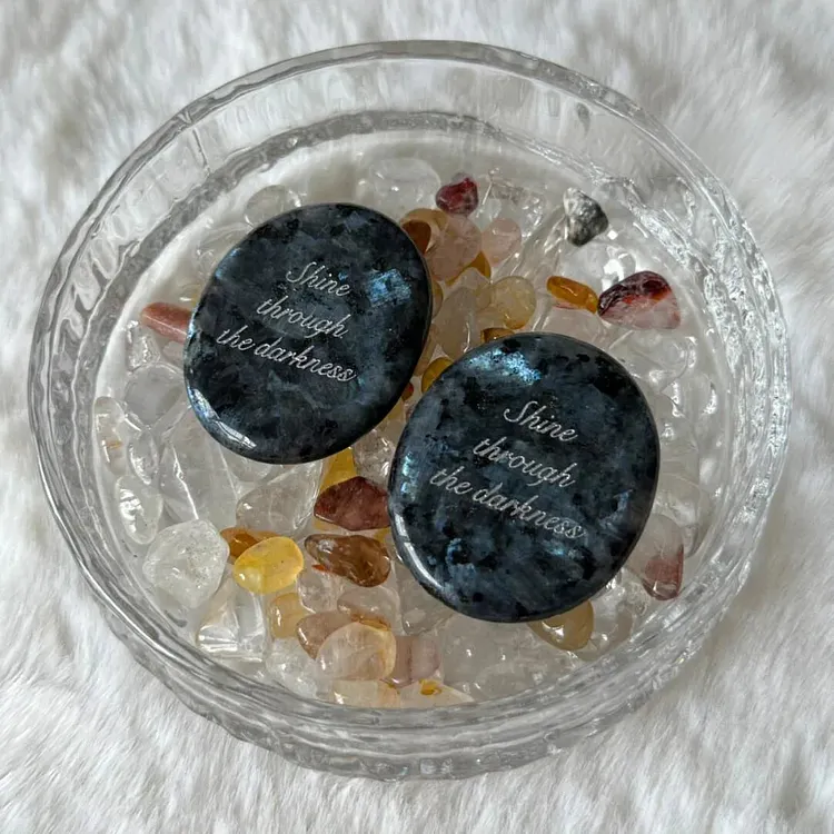 Quartz Diorite Worry Stone &ldquo;Shine Through The Darkness&rdquo;
