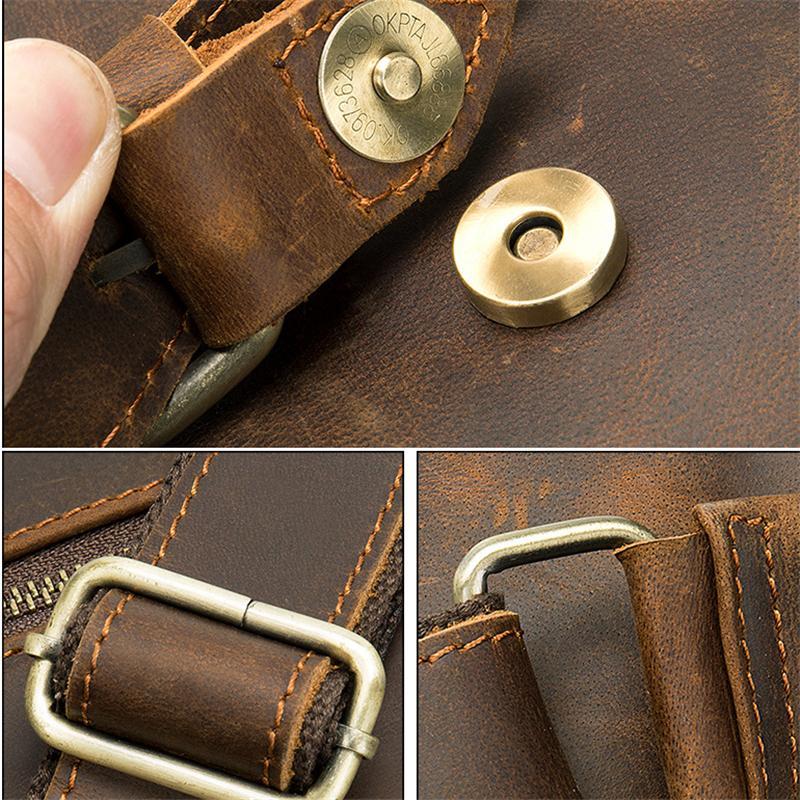 Distinct Vintage Look Genuine Leather Foldover Top Antique Brass Hardware Backpack