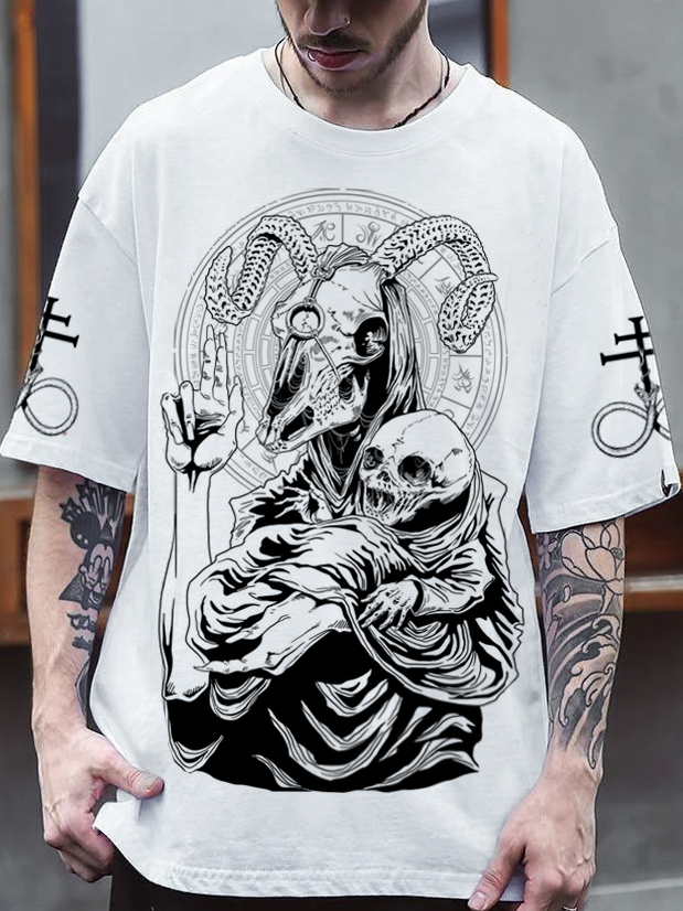 Shoptechwear Art Satanic Goat Skull Devil Oversized Totem Unisex Casual Tshirt