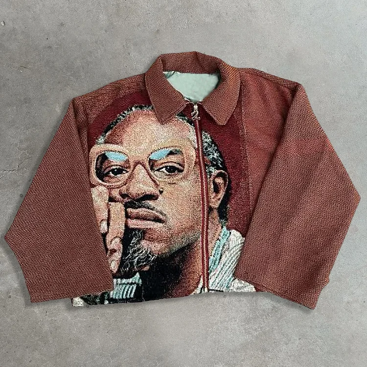 Hip Hop Rap Zip-Up Tapestry Jacket