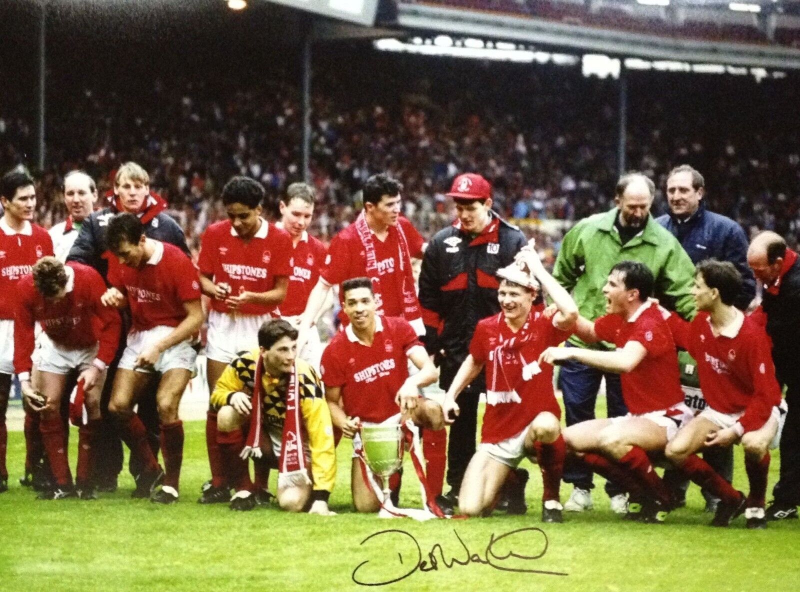 DES WALKER SIGNED 16x12 NOTTINGHAM FOREST LEAGUE CUP FINAL Photo Poster painting COA & PROOF