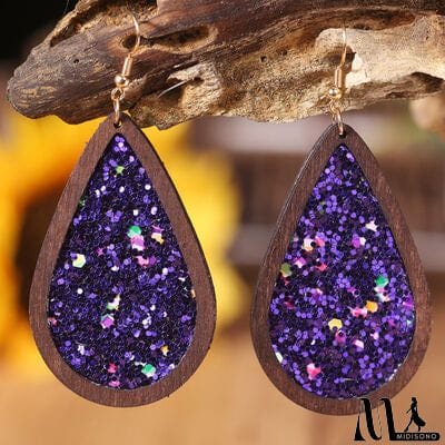 MidiSono - Sequin Wood Teardrop Earrings