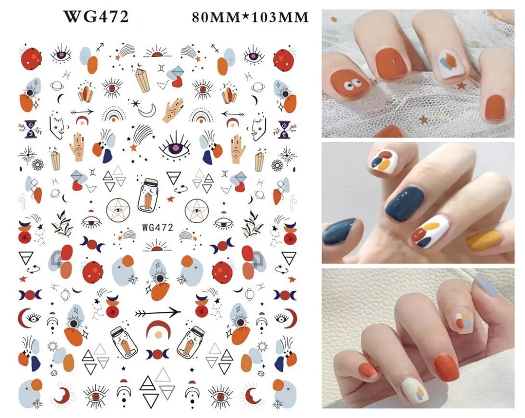 1pcs Leaf With Lines Nails Sticker Designer Fruit Nail Art 3D Decals Acrylic Designs Self Adhesive Manicure Slider Accesorioss-Nail Inspo