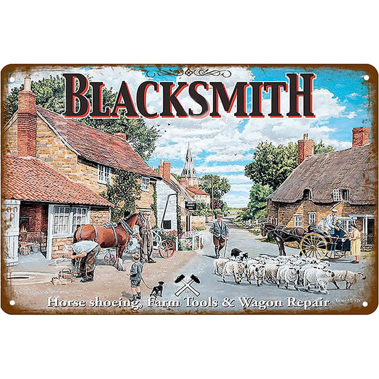 BLACKSMITH Sheep - Vintage Tin Signs/Wooden Signs - 7.9x11.8in & 11.8x15.7in