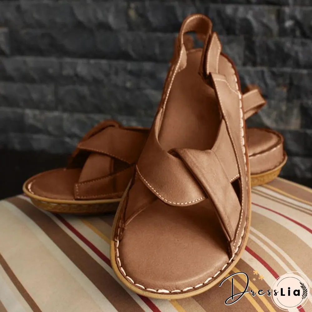 Women Leather Ethnic Summer Comfy Weave Soft Sole Sandals