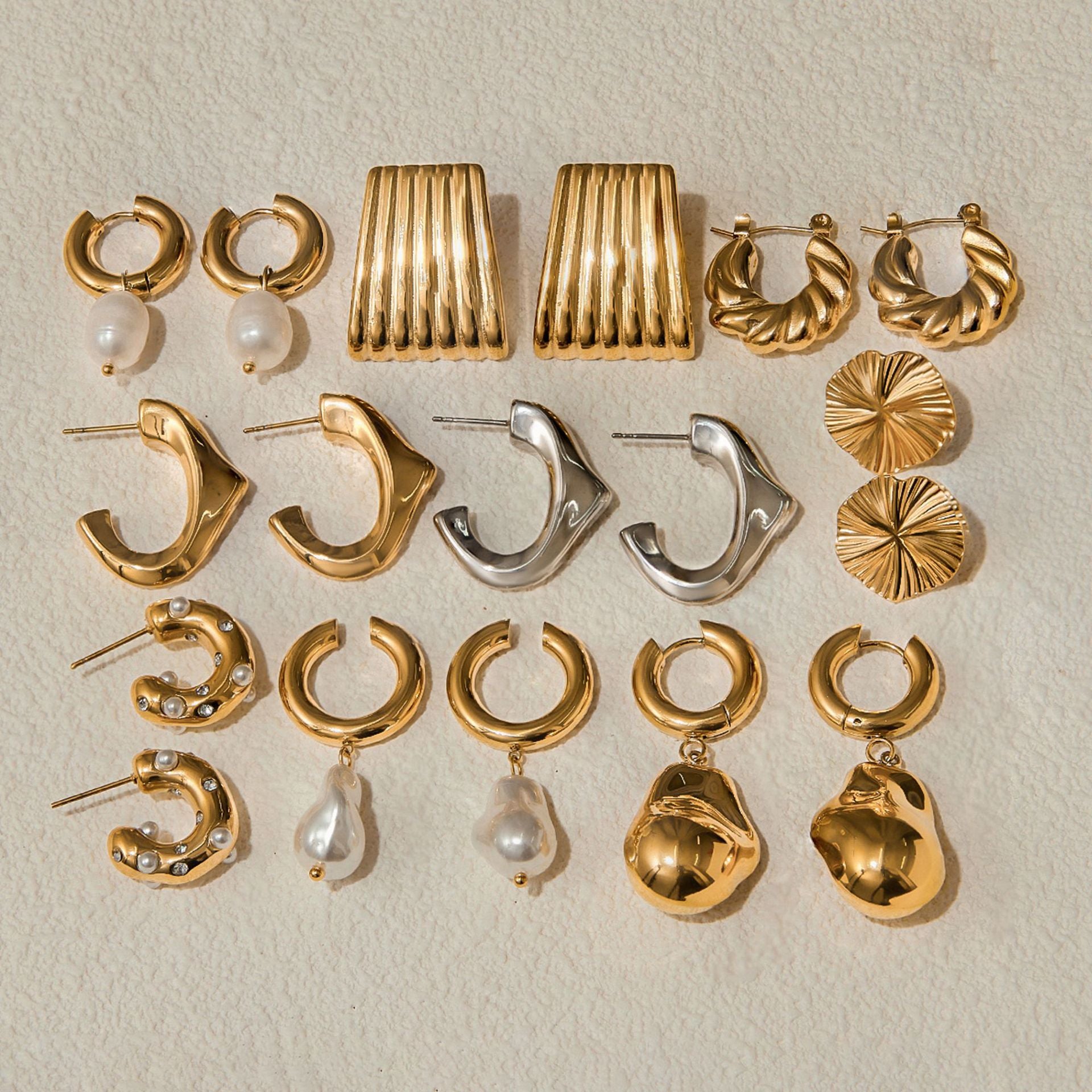 Jie Ding Stainless Steel Earrings Pearl Earrings Female Design Niche Titanium Steel