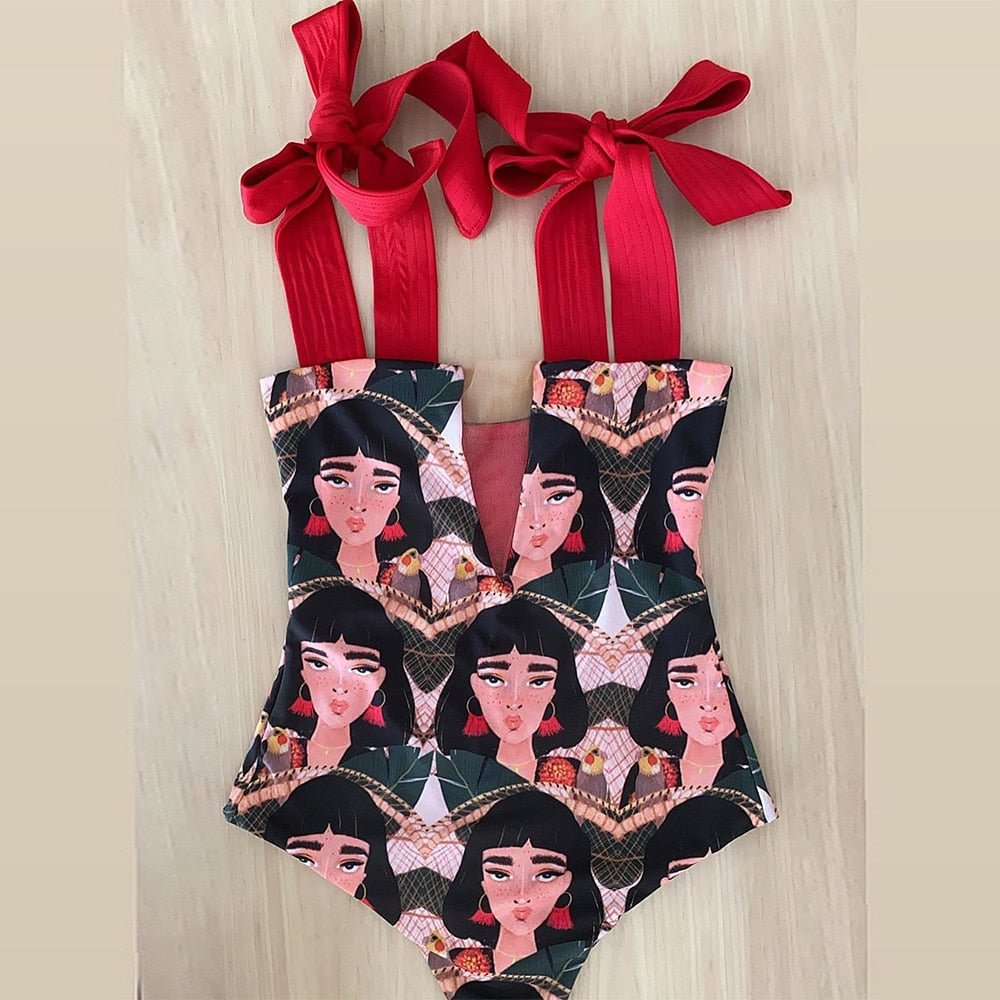 2021 New Sexy One Piece Swimsuit Shoulder Strappy Swimsuit Print Floral Swimwear Women Backless Bathing Suit Beach Wear Monokini