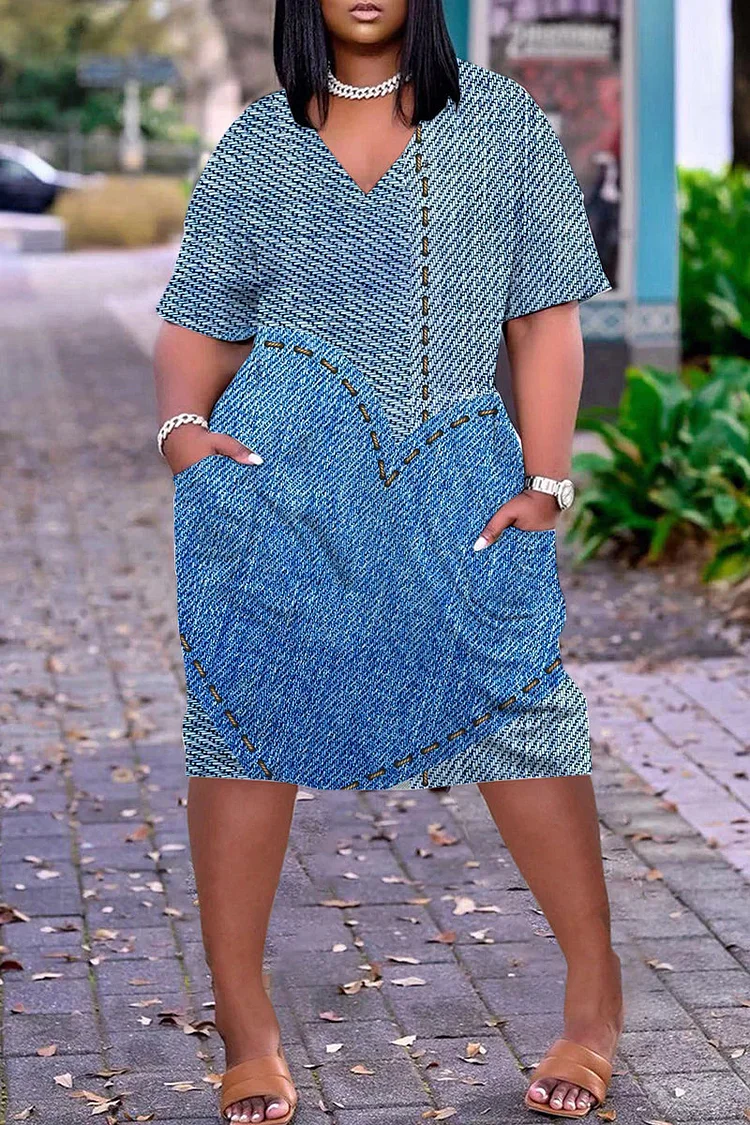 Plus Size Long Sleeves Loose Midi Dresses main image 1