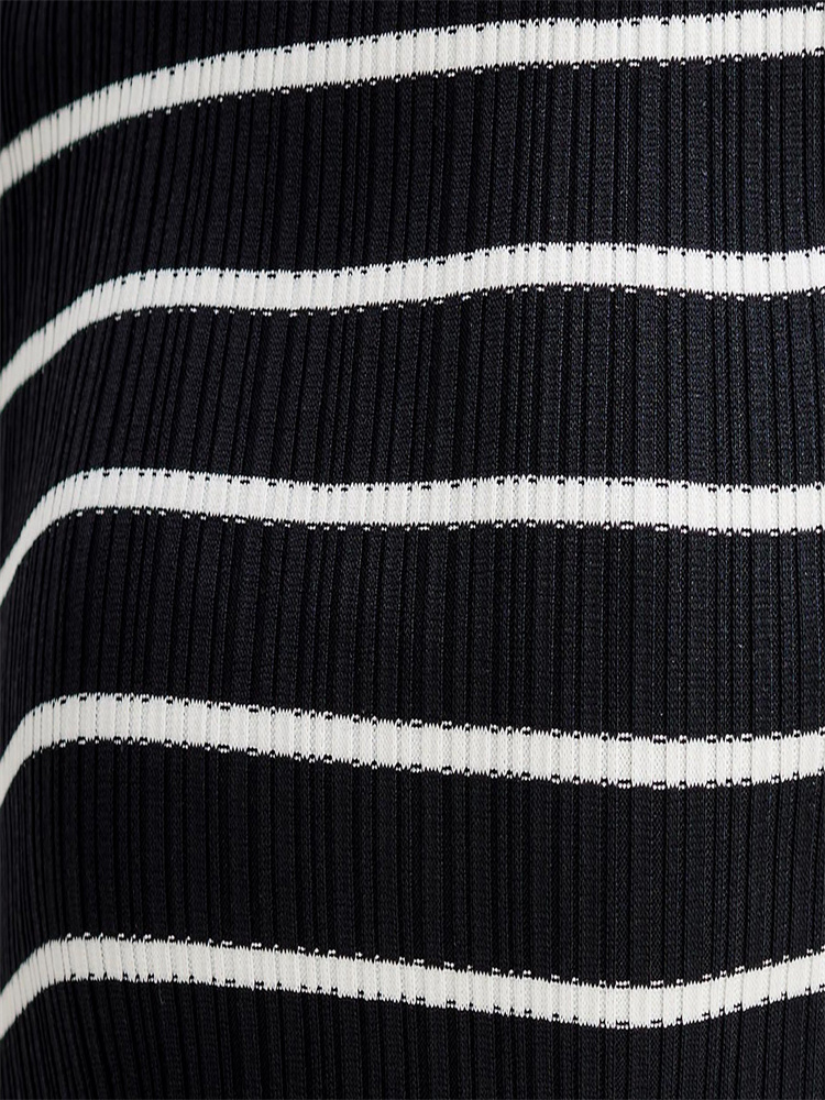 Ootddress Striped Knit Sweater Mini Dress For Women Bandeau Backless Elegant Fashion Summer Contrast Party Dress Knitwear Mini Dress